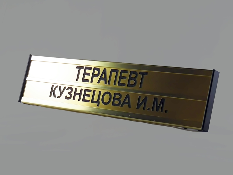 Табличка офисная дверная на 2 сменные планки 62х250 мм